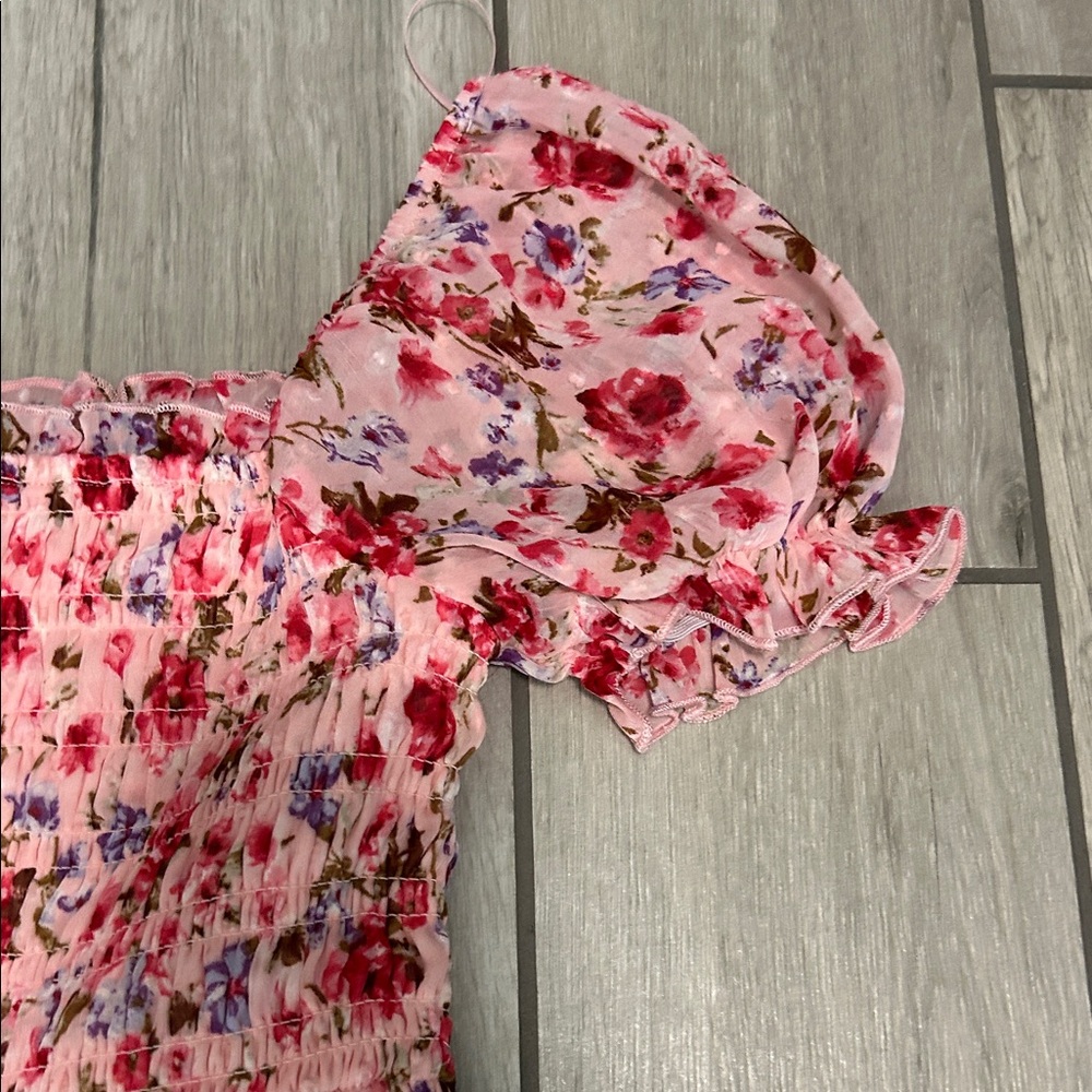 Floral Pink Ruffle Dress - Picture 6 of 7